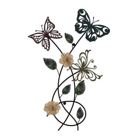 Hastings Home Garden Butterfly Metal Wall Art, Hand Painted 3D Butterflies/Flowers for Home or Office Decor 583822TMG